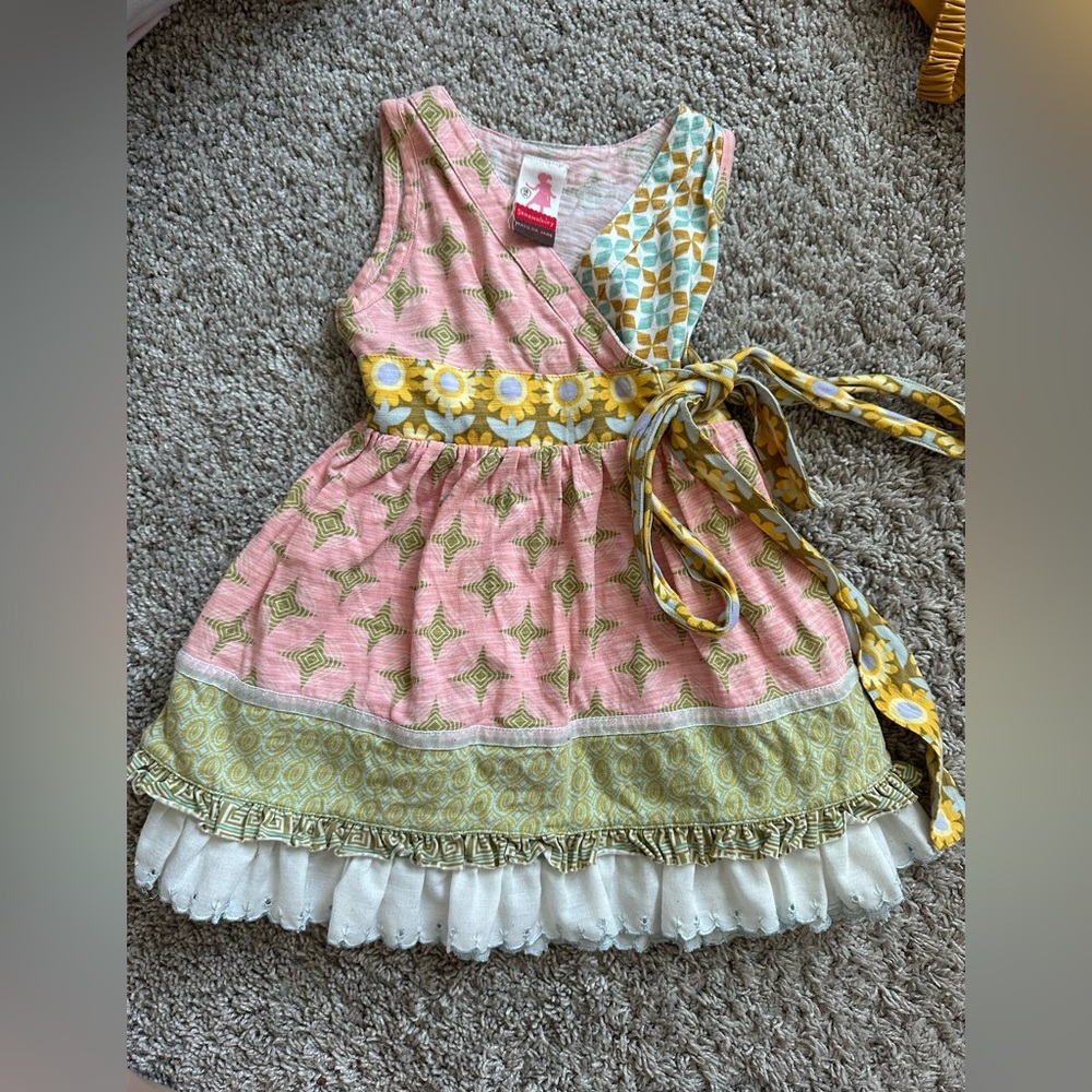 Matilda Jane Pink and Yellow Floral Wrap Dress for Girls